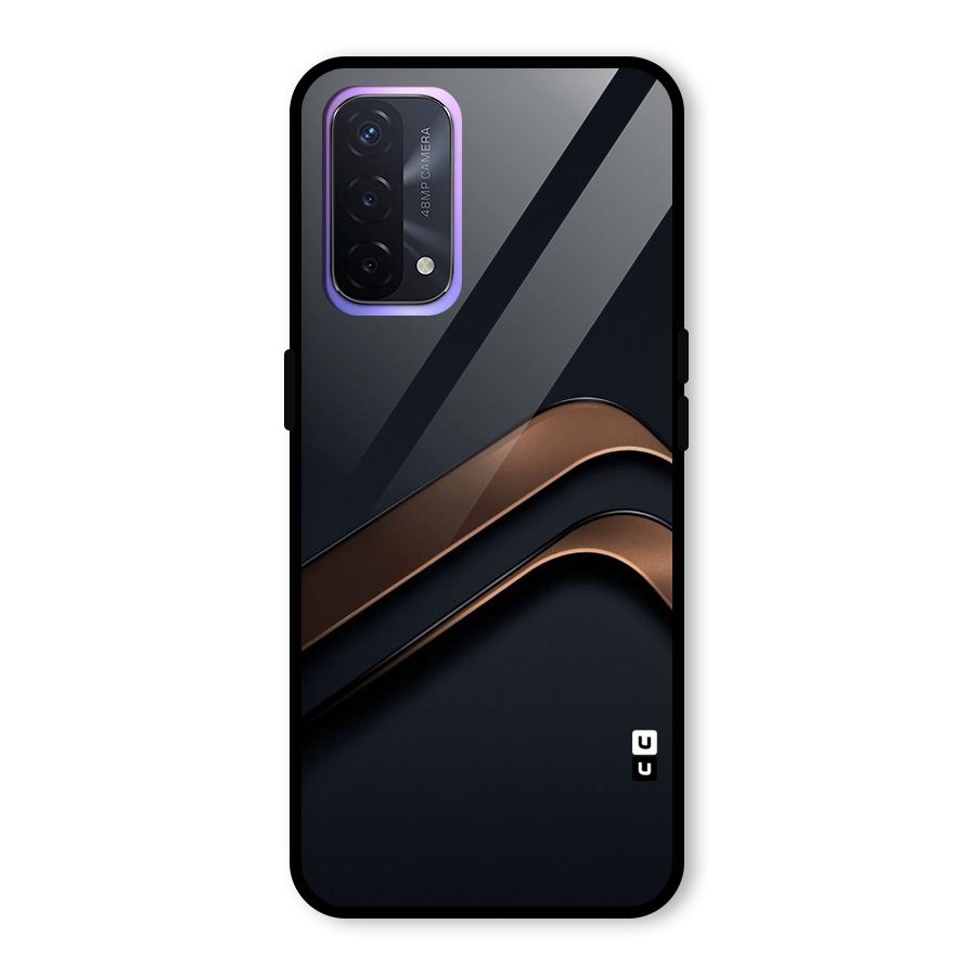 Dark Gold Stripes Glass Back Case for Oppo A74 5G