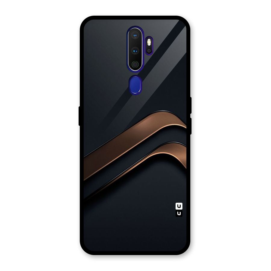 Dark Gold Stripes Glass Back Case for Oppo A9 (2020)