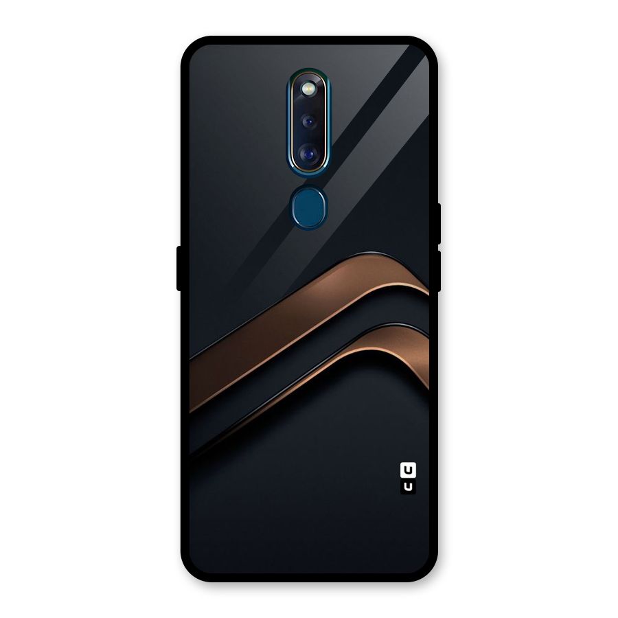 Dark Gold Stripes Glass Back Case for Oppo F11 Pro