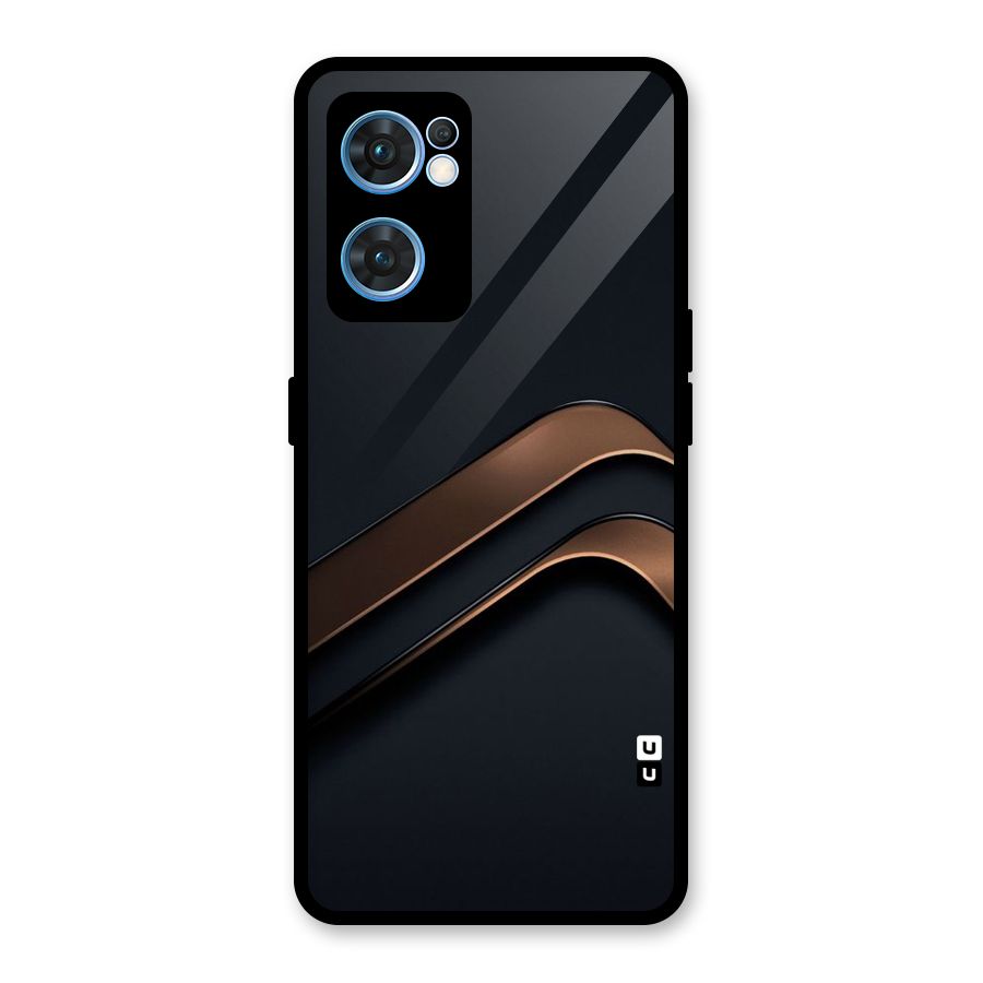 Dark Gold Stripes Glass Back Case for Oppo Reno7 5G