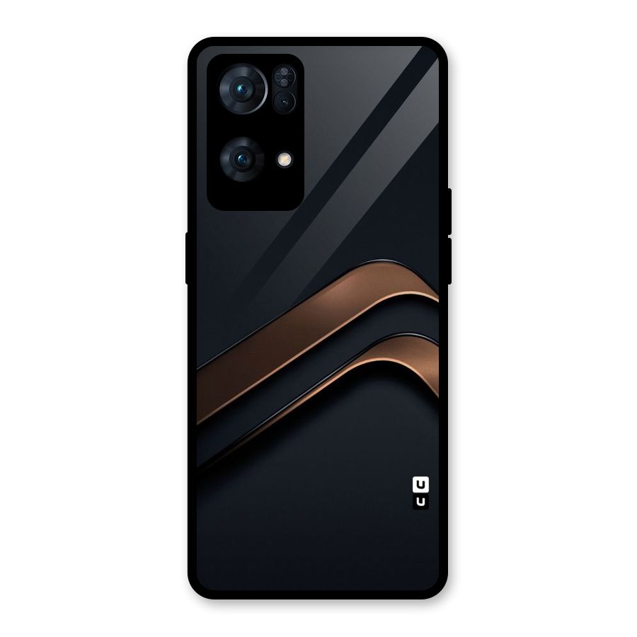 Dark Gold Stripes Glass Back Case for Oppo Reno7 Pro 5G