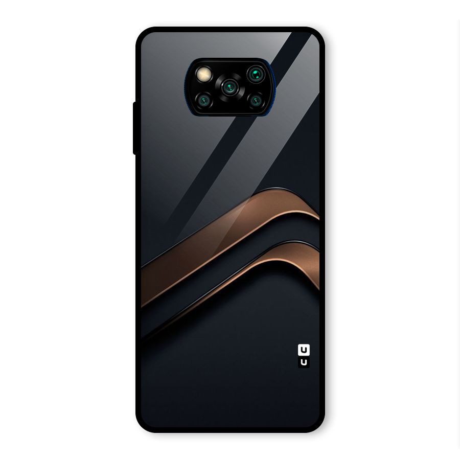 Dark Gold Stripes Glass Back Case for Poco X3 Pro