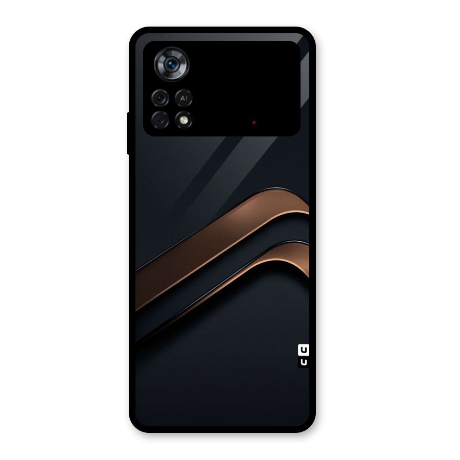 Dark Gold Stripes Glass Back Case for Poco X4 Pro 5G