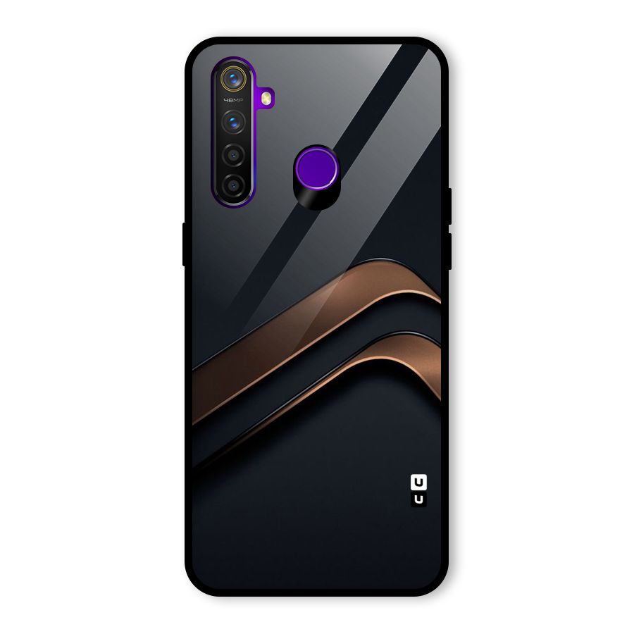 Dark Gold Stripes Glass Back Case for Realme 5 Pro
