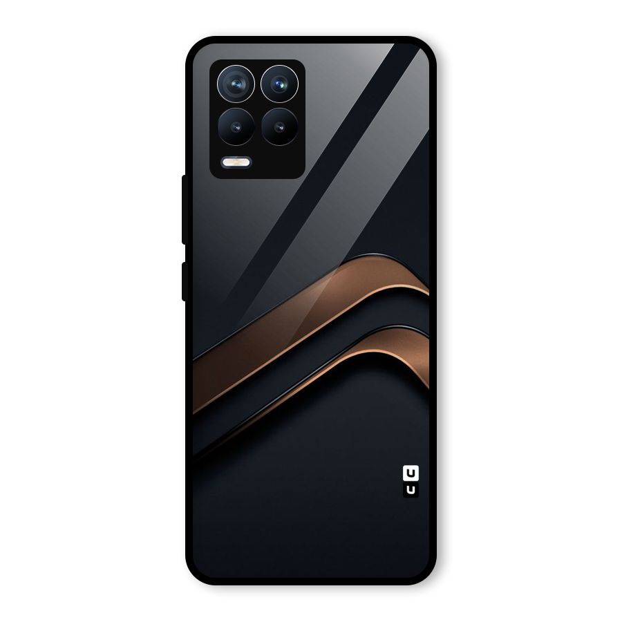 Dark Gold Stripes Glass Back Case for Realme 8 Pro