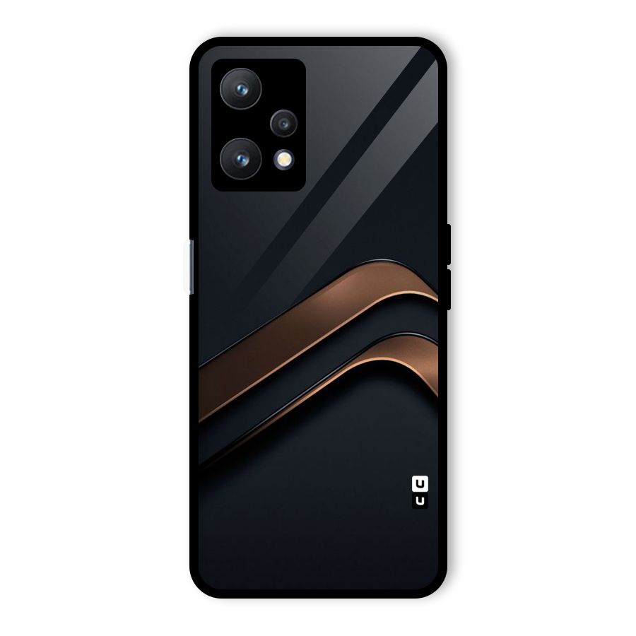 Dark Gold Stripes Glass Back Case for Realme 9 Pro 5G