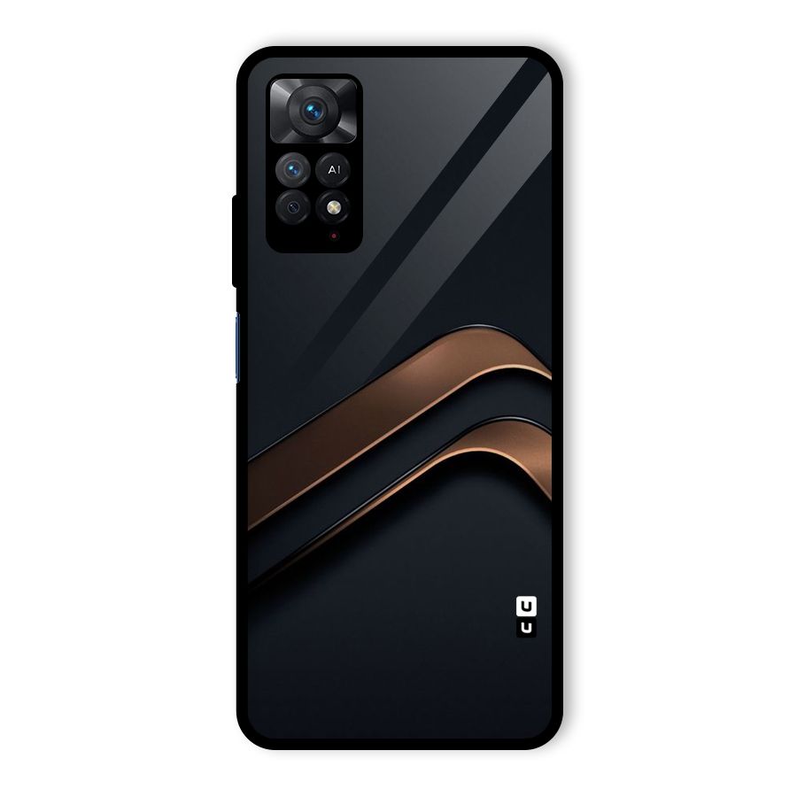 Dark Gold Stripes Glass Back Case for Redmi Note 11 Pro