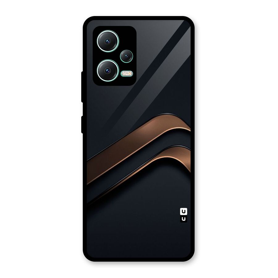 Dark Gold Stripes Glass Back Case for Redmi Note 12 5G
