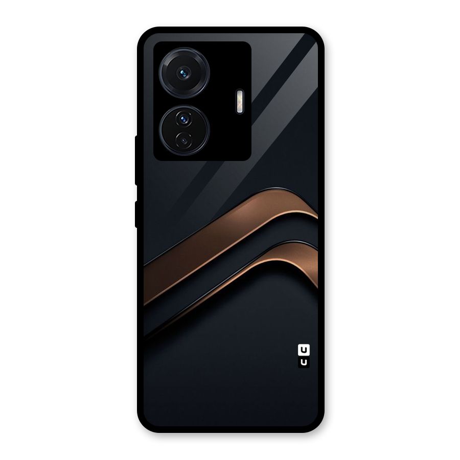 Dark Gold Stripes Glass Back Case for Vivo T1 Pro