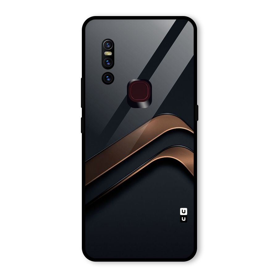 Dark Gold Stripes Glass Back Case for Vivo V15