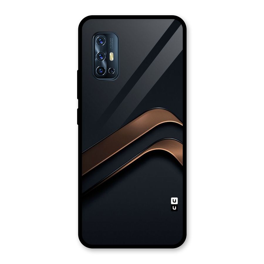 Dark Gold Stripes Glass Back Case for Vivo V17