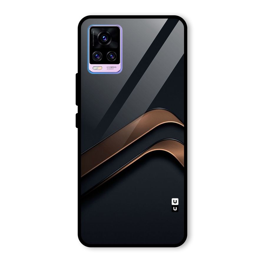 Dark Gold Stripes Glass Back Case for Vivo V20 Pro