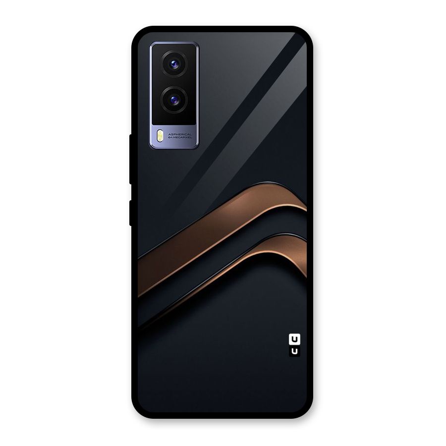 Dark Gold Stripes Glass Back Case for Vivo V21e 5G