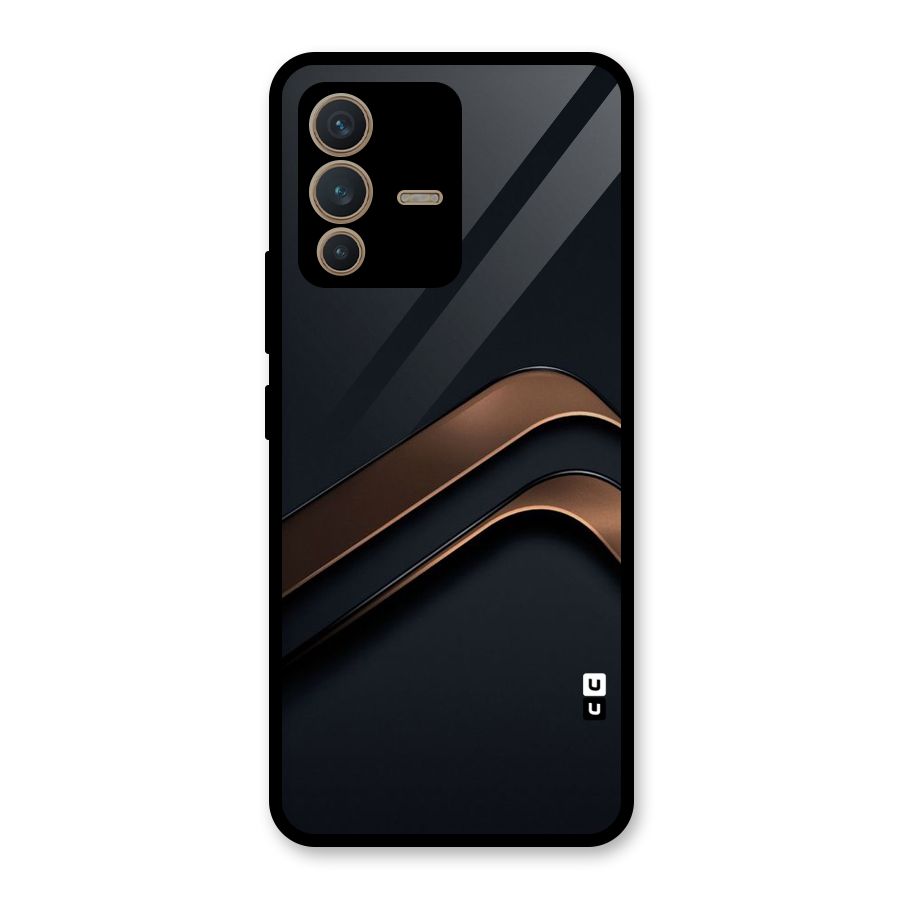 Dark Gold Stripes Glass Back Case for Vivo V23 5G