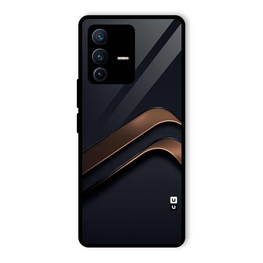 Dark Gold Stripes Glass Back Case for Vivo V23 Pro