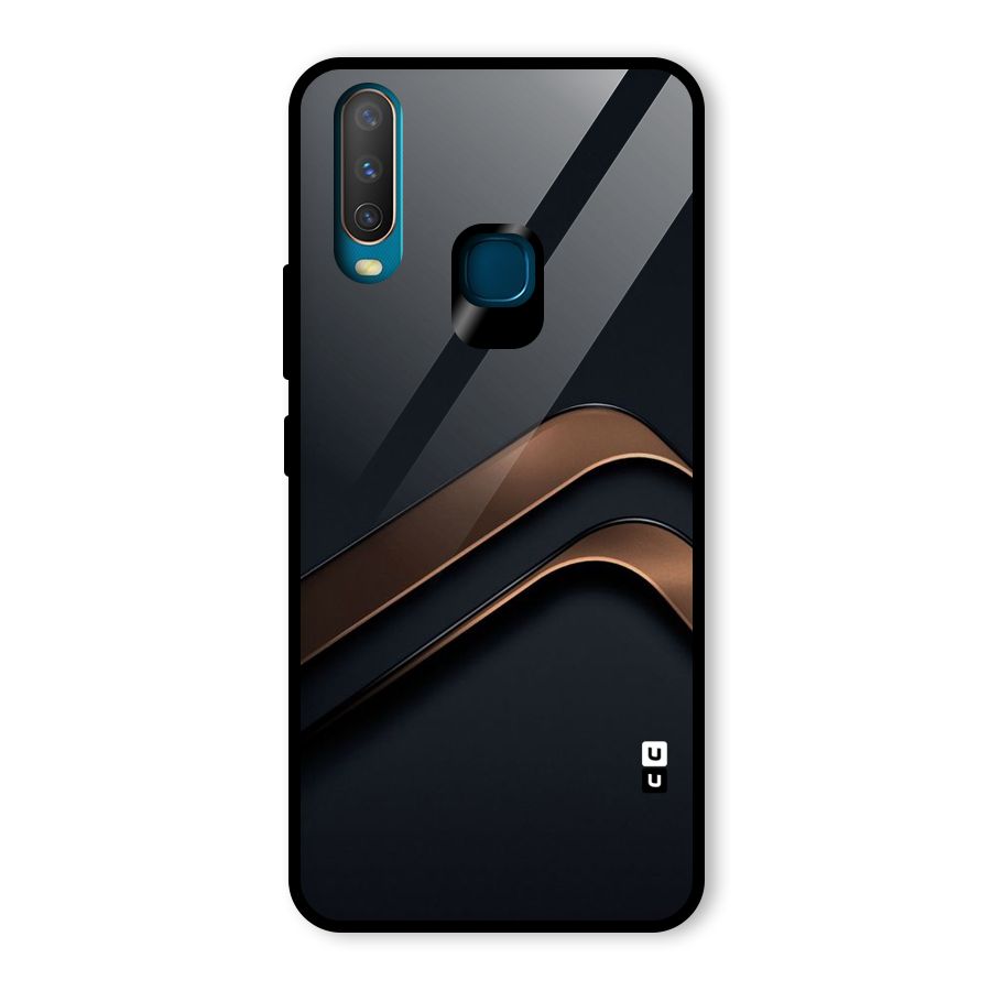 Dark Gold Stripes Glass Back Case for Vivo Y17