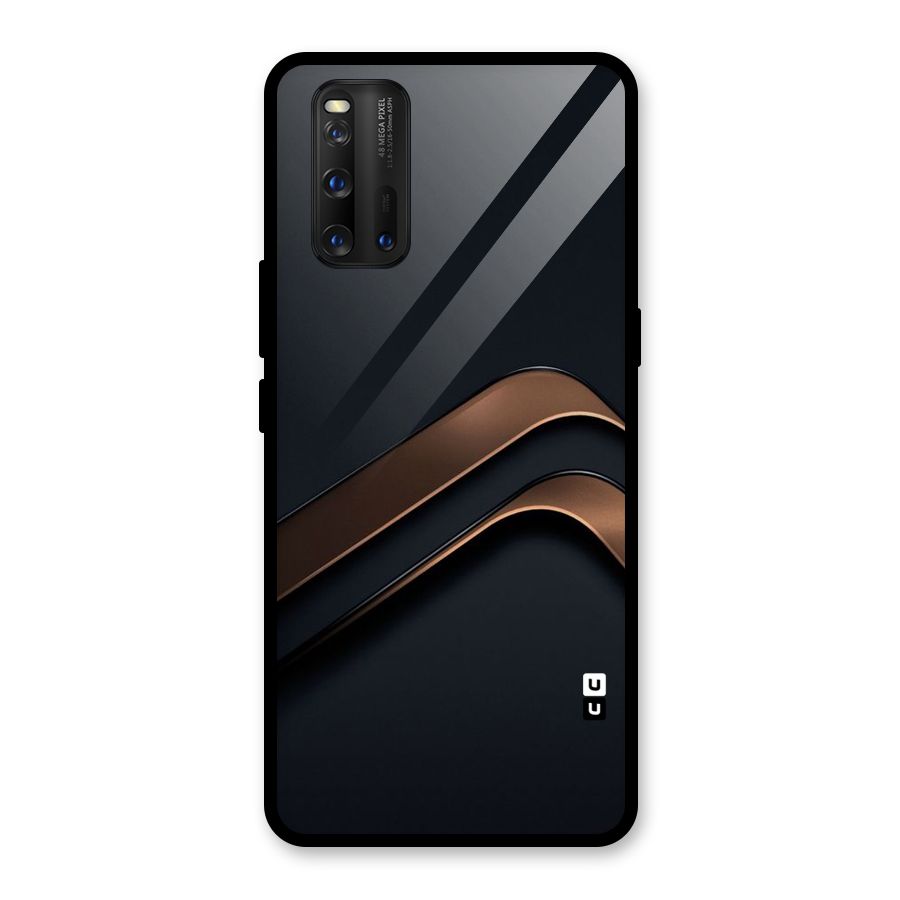 Dark Gold Stripes Glass Back Case for Vivo iQOO 3