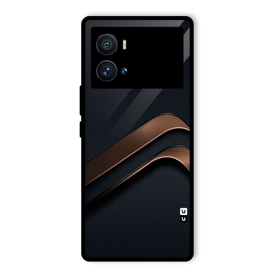 Dark Gold Stripes Glass Back Case for Vivo iQOO 9 Pro