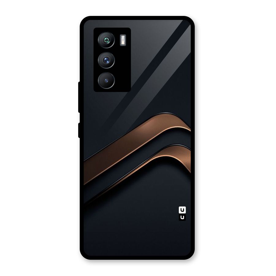 Dark Gold Stripes Glass Back Case for Vivo iQOO 9 SE