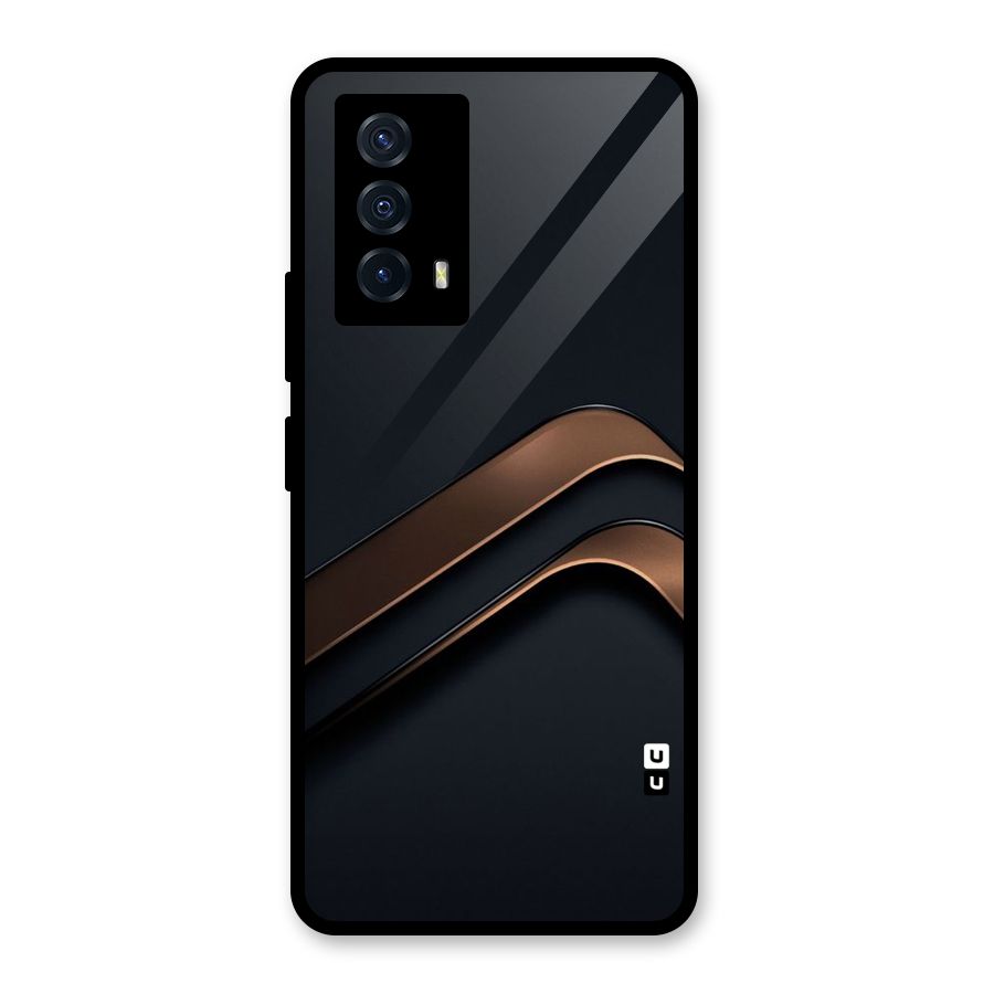 Dark Gold Stripes Glass Back Case for Vivo iQOO Z5