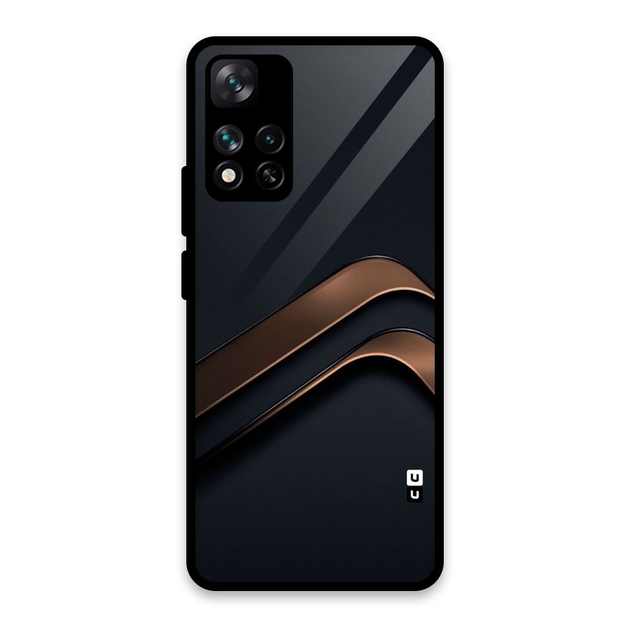 Dark Gold Stripes Glass Back Case for Xiaomi 11i 5G