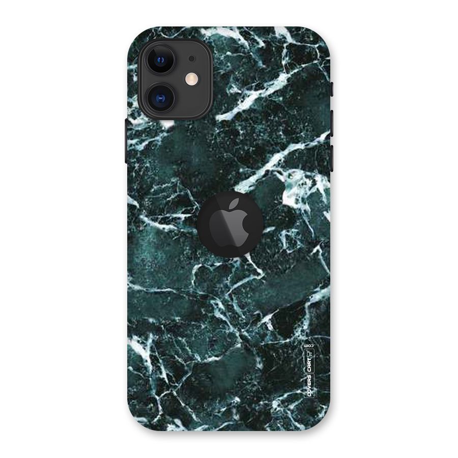Dark Green Marble Back Case for iPhone 11 Logo Cut