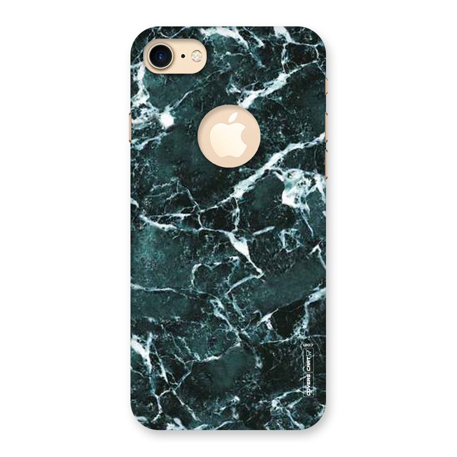 Dark Green Marble Back Case for iPhone 7 Logo Cut