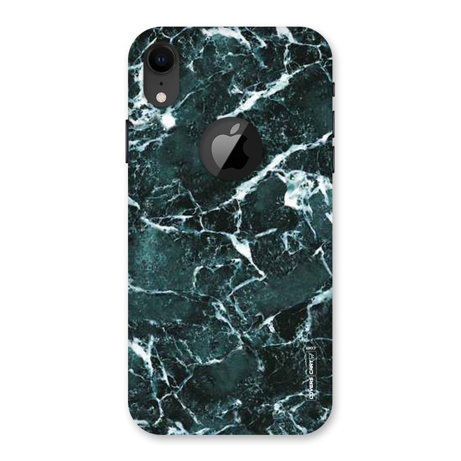 Dark Green Marble Back Case for iPhone XR Logo Cut