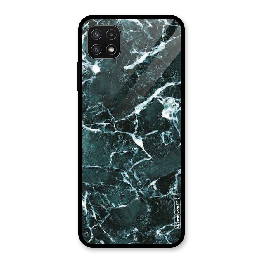 Dark Green Marble Glass Back Case for Galaxy A22 5G