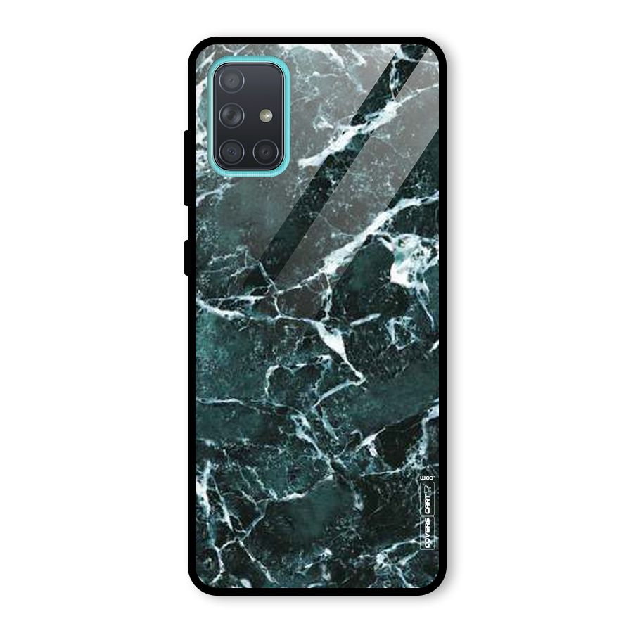 Dark Green Marble Glass Back Case for Galaxy A71