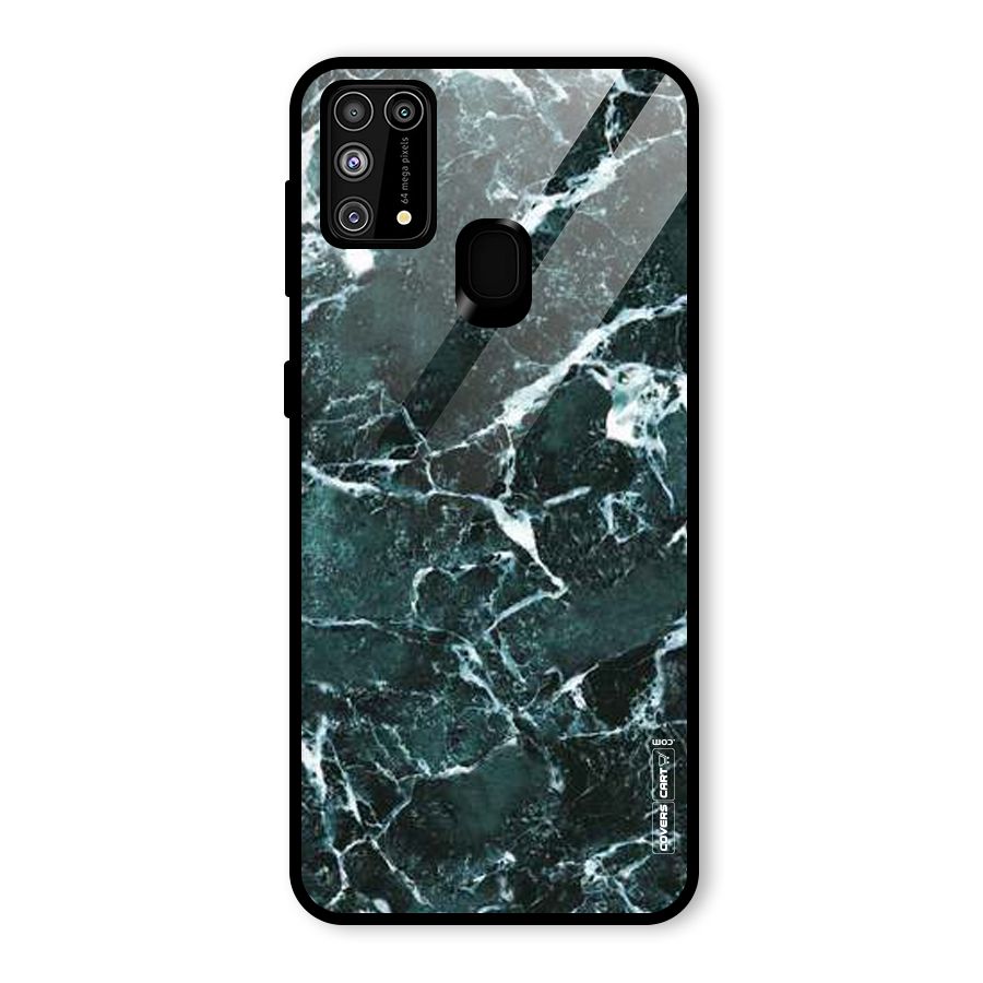 Dark Green Marble Glass Back Case for Galaxy F41
