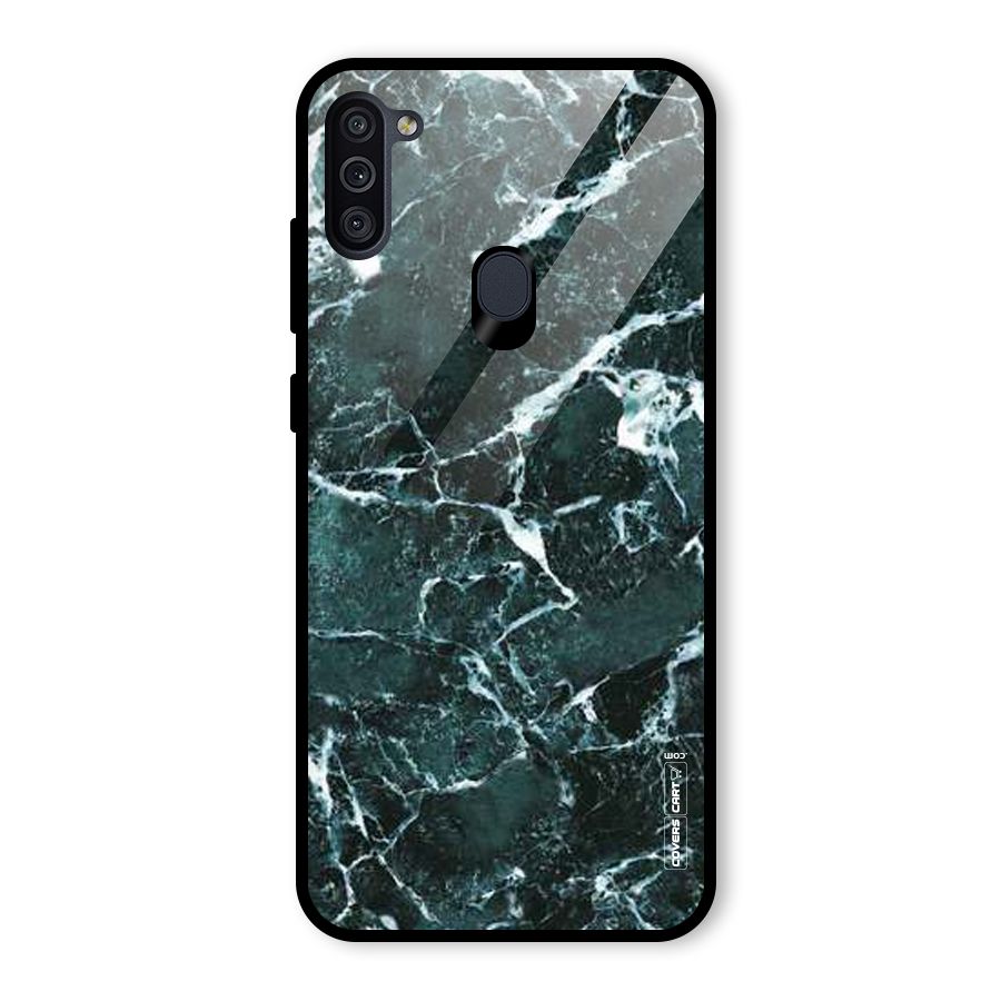 Dark Green Marble Glass Back Case for Galaxy M11
