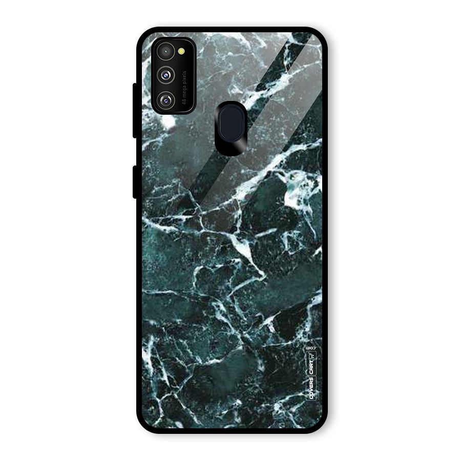 Dark Green Marble Glass Back Case for Galaxy M30s