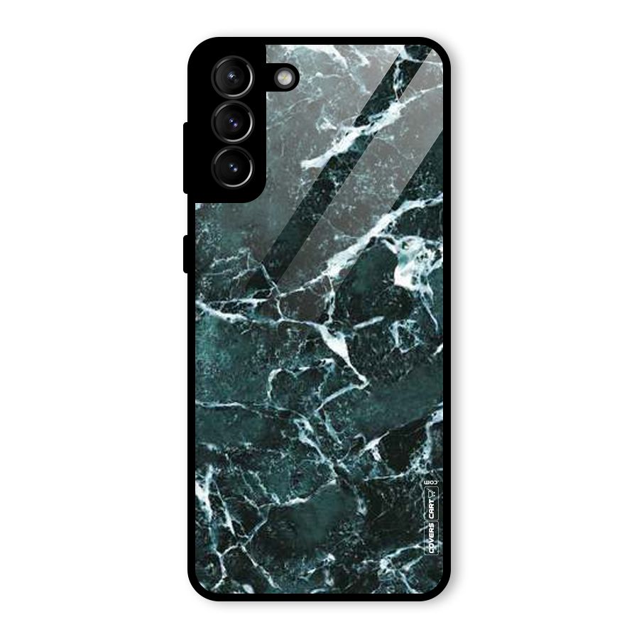 Dark Green Marble Glass Back Case for Galaxy S21 Plus