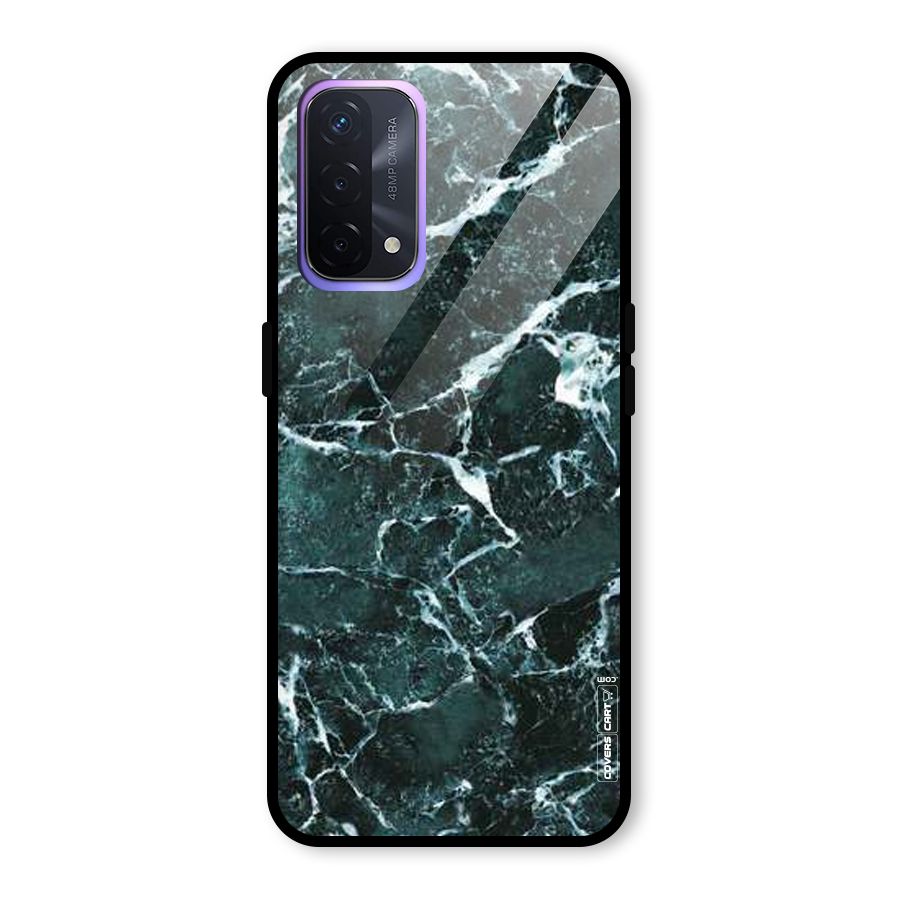 Dark Green Marble Glass Back Case for Oppo A74 5G