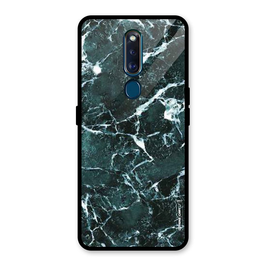 Dark Green Marble Glass Back Case for Oppo F11 Pro