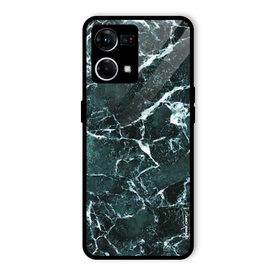 Dark Green Marble Glass Back Case for Oppo F21 Pro 4G