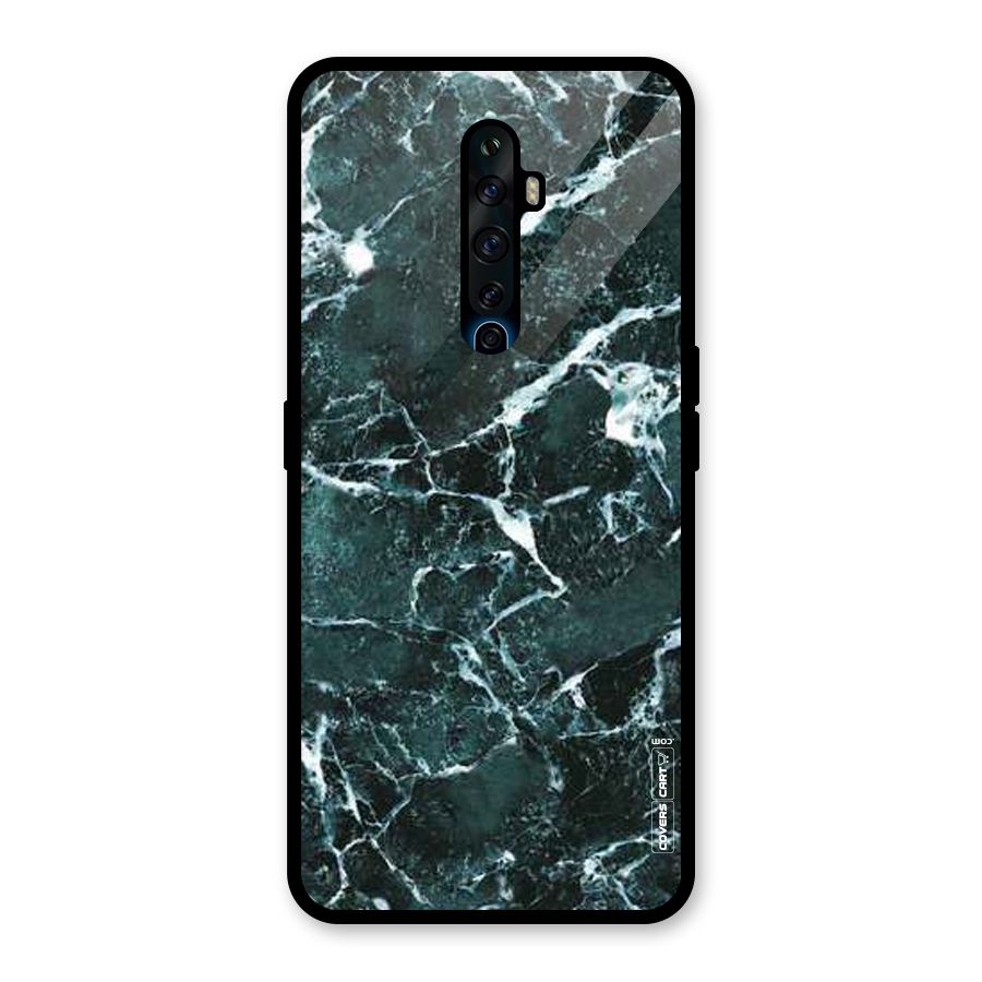 Dark Green Marble Glass Back Case for Oppo Reno2 F