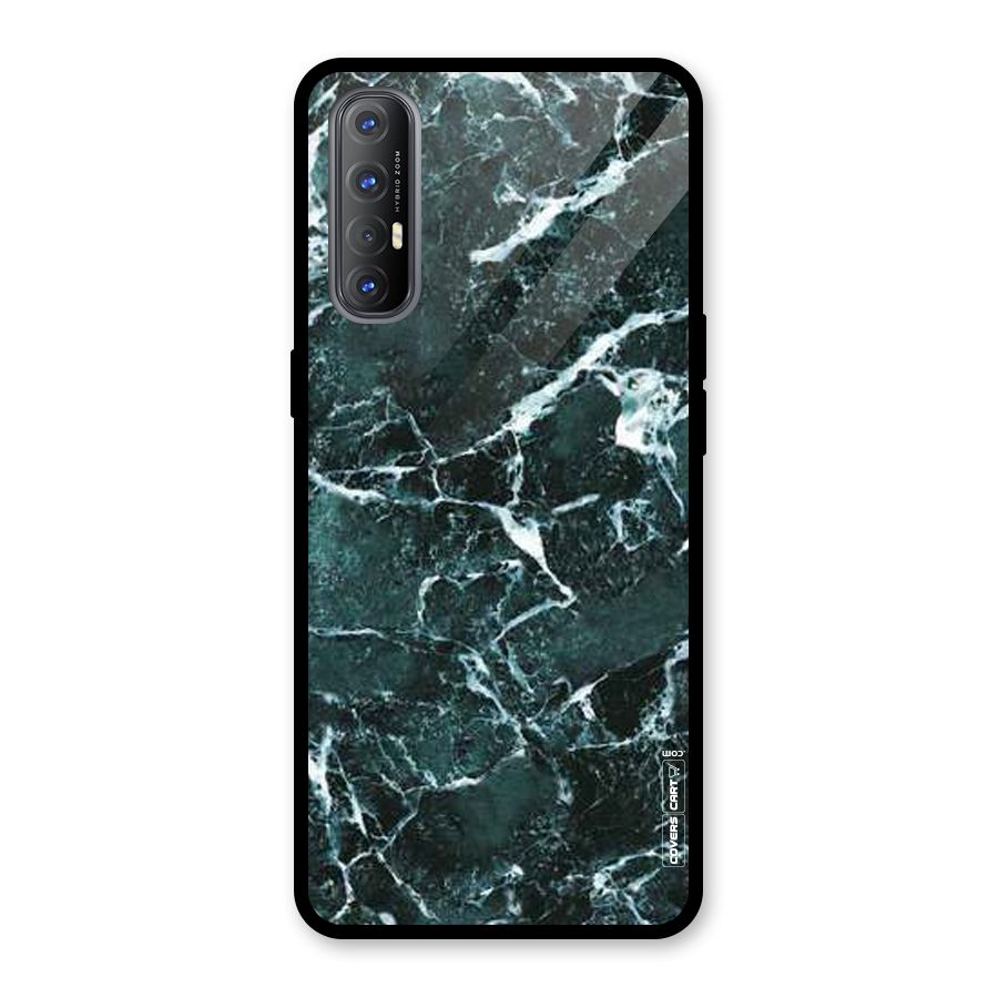 Dark Green Marble Glass Back Case for Oppo Reno3 Pro