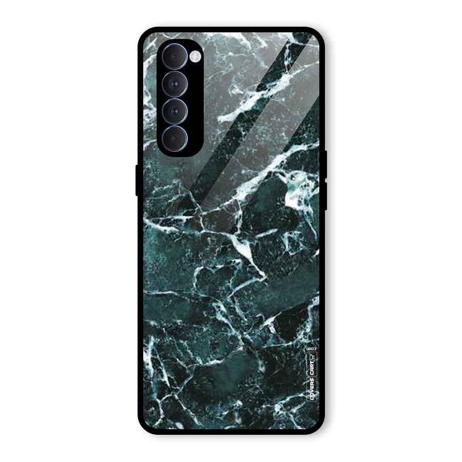 Dark Green Marble Glass Back Case for Oppo Reno4 Pro