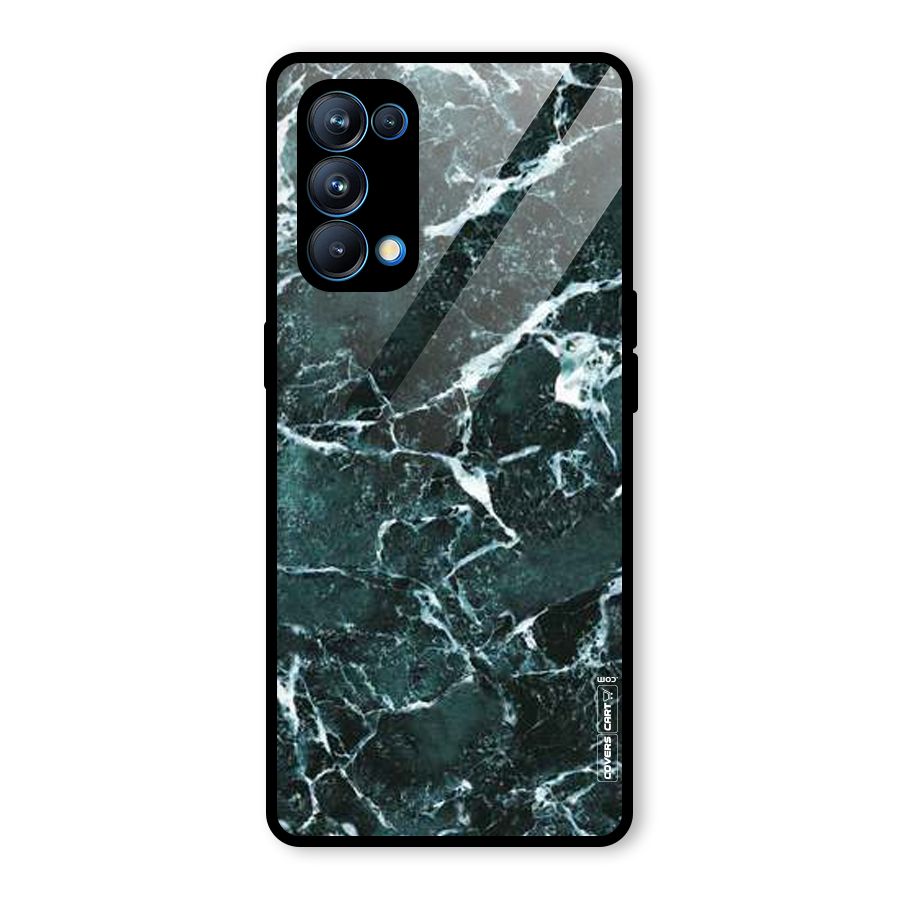 Dark Green Marble Glass Back Case for Oppo Reno5 Pro 5G