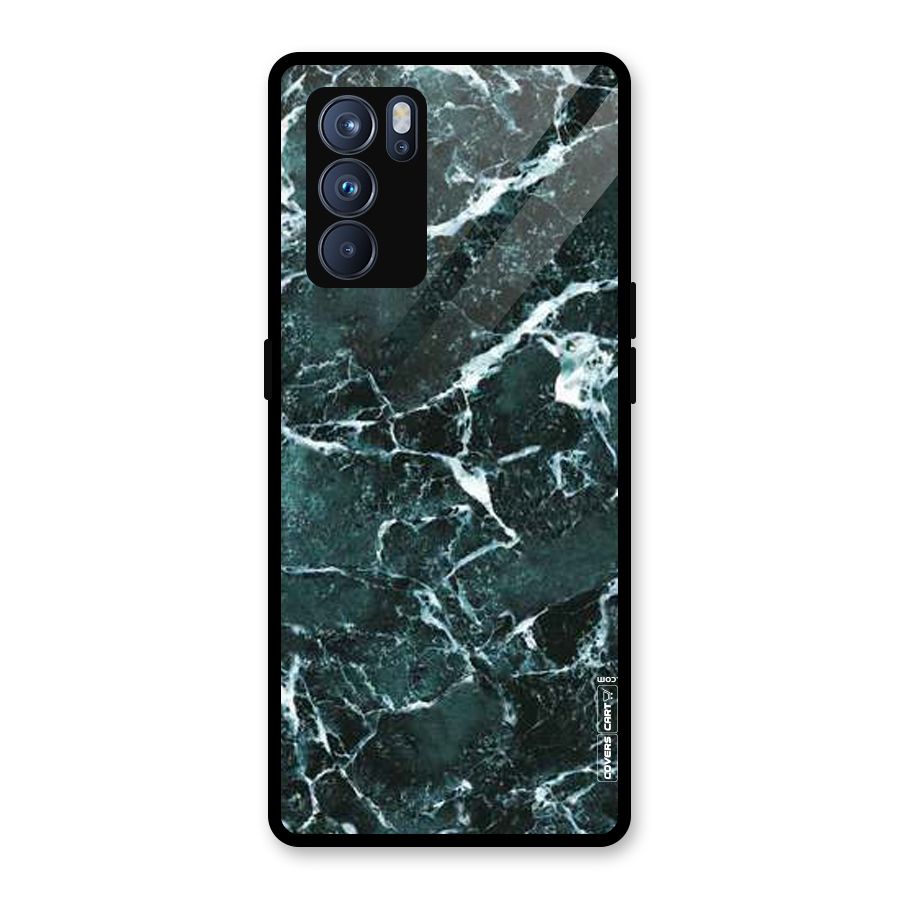 Dark Green Marble Glass Back Case for Oppo Reno6 Pro 5G