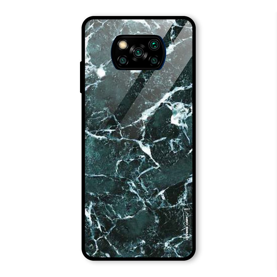 Dark Green Marble Glass Back Case for Poco X3 Pro
