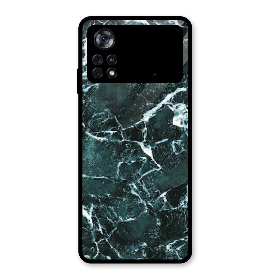 Dark Green Marble Glass Back Case for Poco X4 Pro 5G