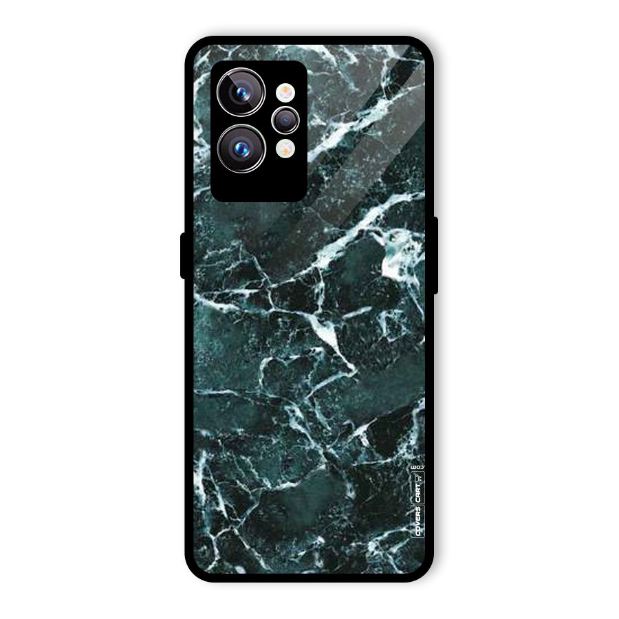 Dark Green Marble Glass Back Case for Realme GT2 Pro