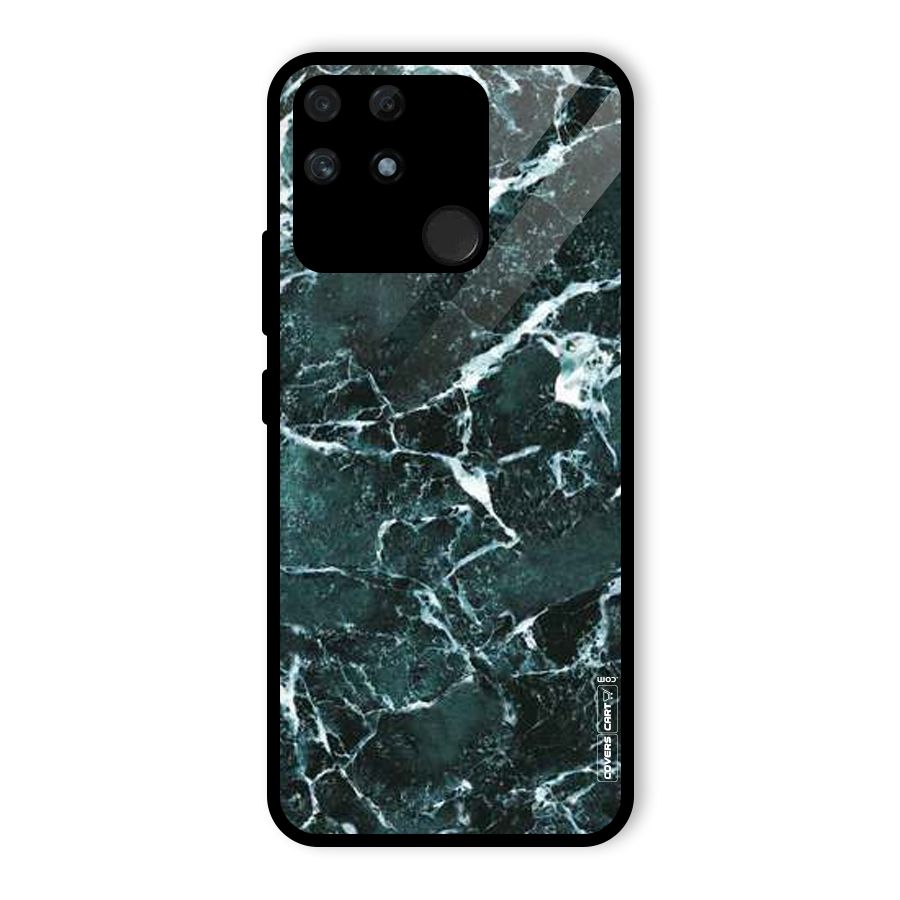 Dark Green Marble Glass Back Case for Realme Narzo 50A