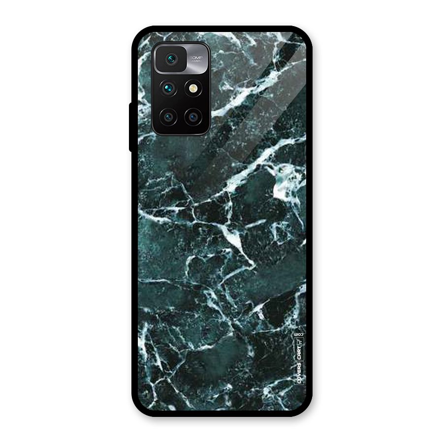 Dark Green Marble Glass Back Case for Redmi 10 Prime