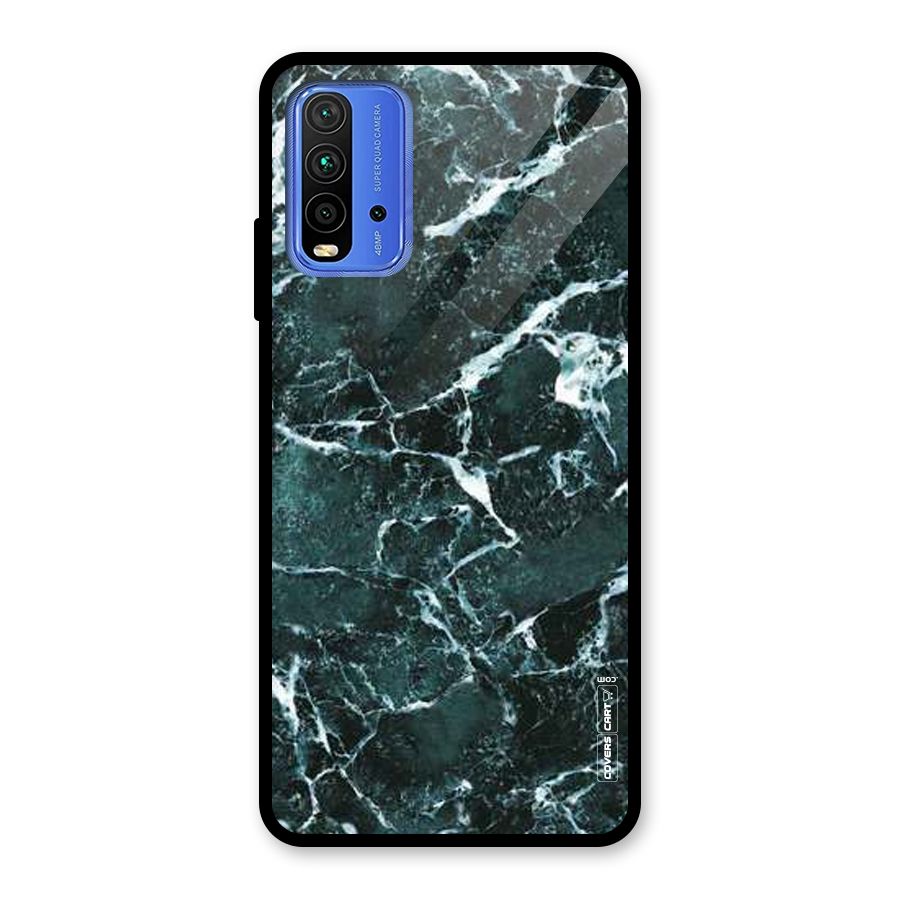 Dark Green Marble Glass Back Case for Redmi 9 Power