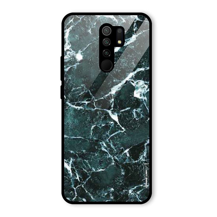 Dark Green Marble Glass Back Case for Redmi 9 Prime