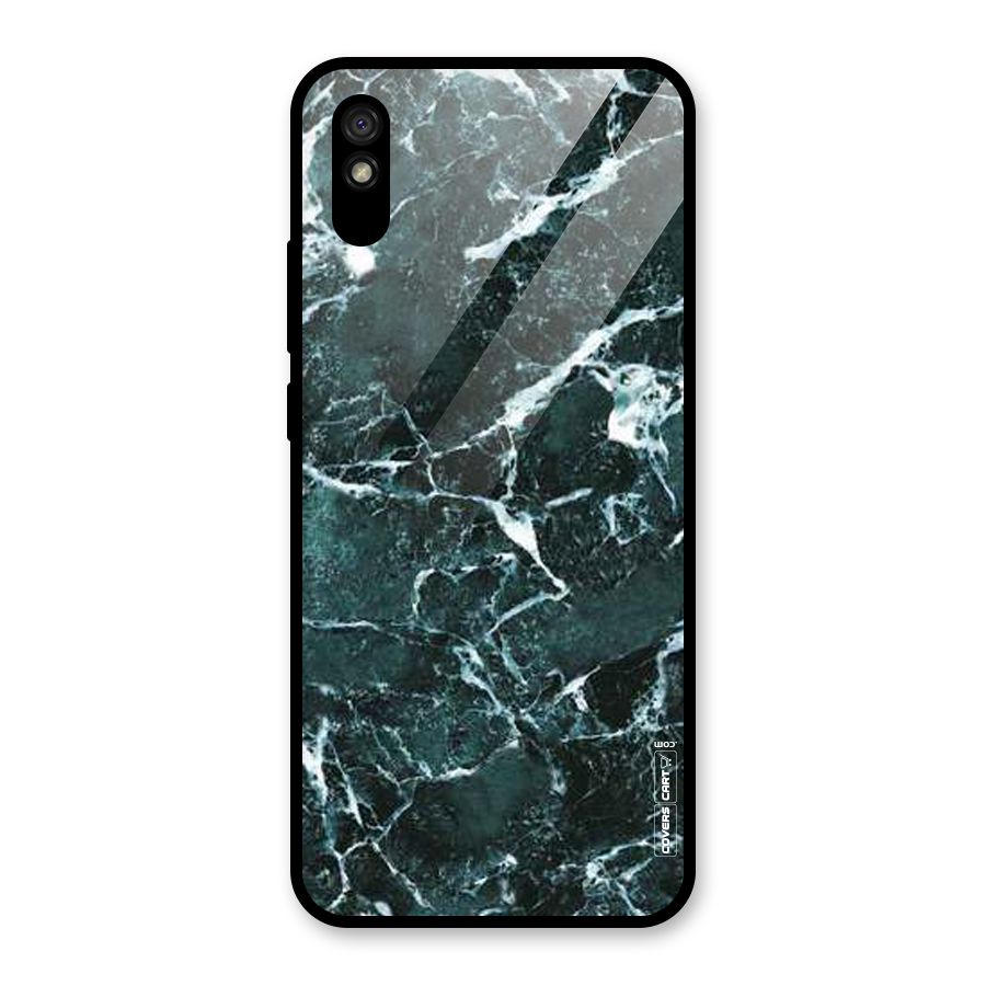 Dark Green Marble Glass Back Case for Redmi 9i